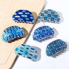 Blue color evil eye turkey eye women hair claw clips