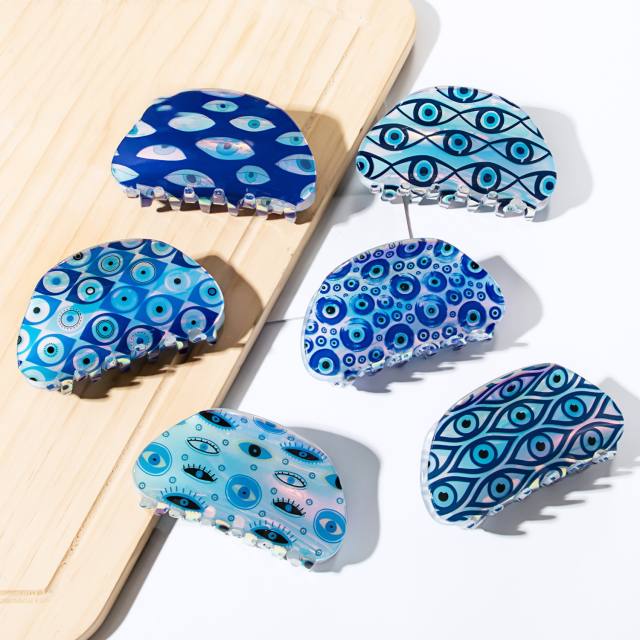 Blue color evil eye turkey eye women hair claw clips