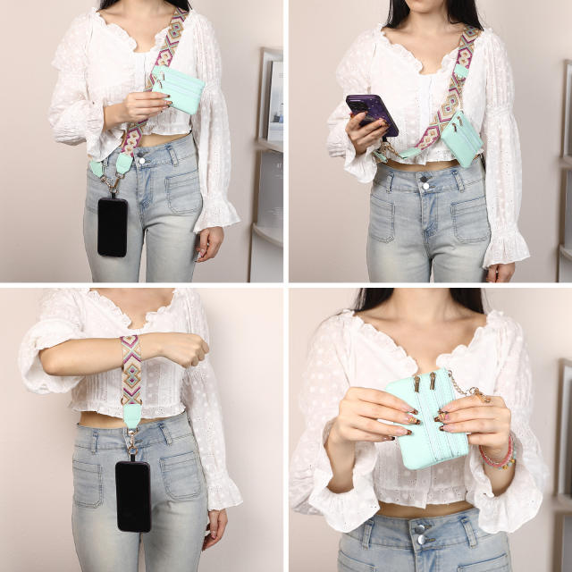 Popular clip and go phone strap with wallet