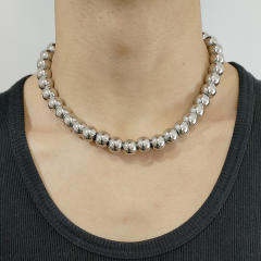 Chunky stainless steel ball bead necklace