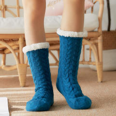 Winter warm braid pattern floor socks no-slip socks