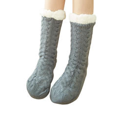 Winter warm braid pattern floor socks no-slip socks