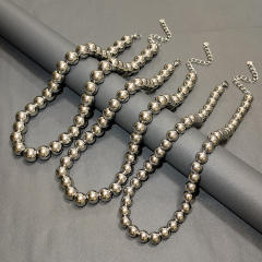 Chunky stainless steel ball bead necklace