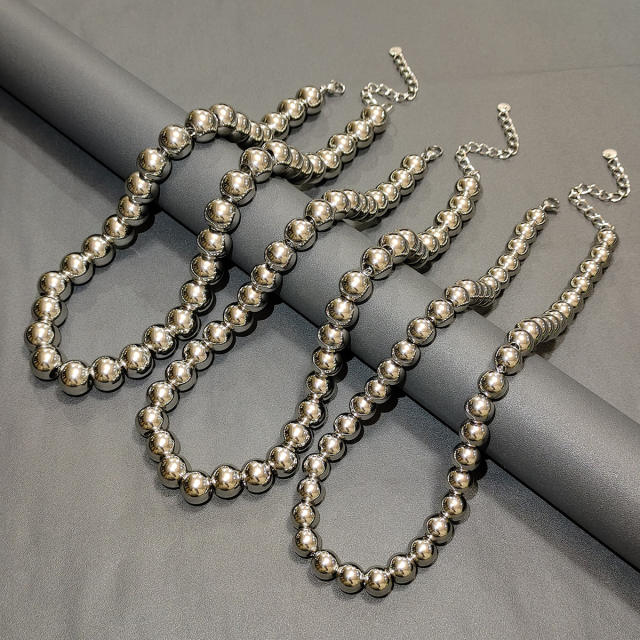 Chunky stainless steel ball bead necklace