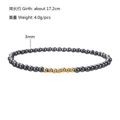 Black obsidian bead stainless steel bead bracelet for men