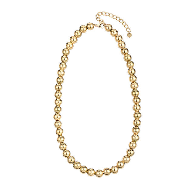 Chunky stainless steel ball bead necklace