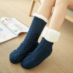 Winter warm braid pattern floor socks no-slip socks