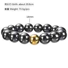 Black obsidian bead stainless steel bead bracelet for men