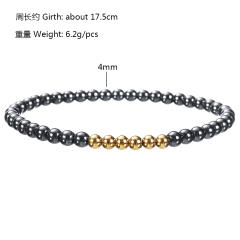 Black obsidian bead stainless steel bead bracelet for men