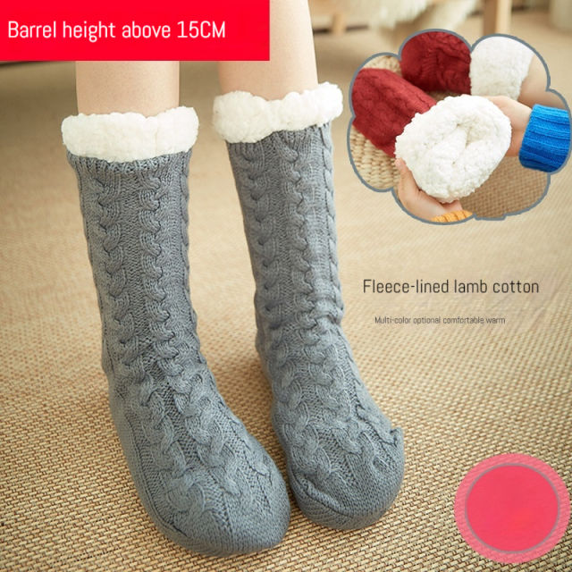 Winter warm braid pattern floor socks no-slip socks