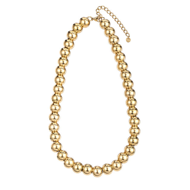 Chunky stainless steel ball bead necklace