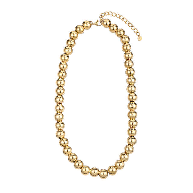 Chunky stainless steel ball bead necklace