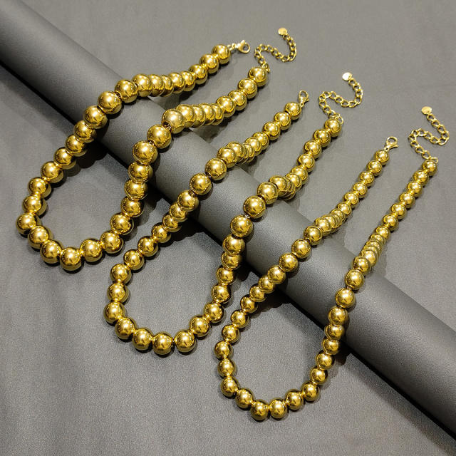 Chunky stainless steel ball bead necklace