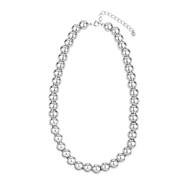 Chunky stainless steel ball bead necklace