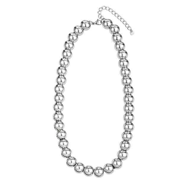 Chunky stainless steel ball bead necklace