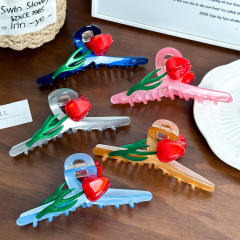 12.8CM Large size sweet tulip flower hair claw clips