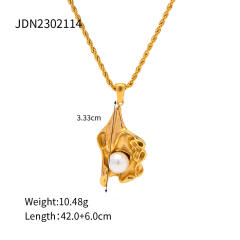 Dainty pearl pendant stainless steel necklace collection