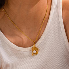Dainty pearl pendant stainless steel necklace collection
