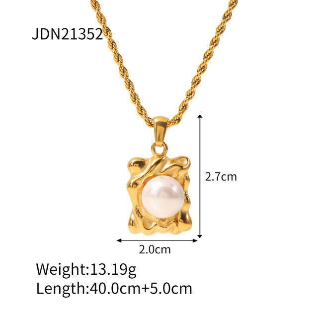 Dainty pearl pendant stainless steel necklace collection