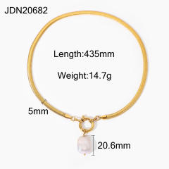 Dainty pearl pendant stainless steel necklace collection