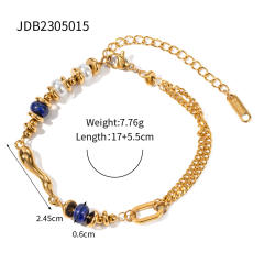 18KG elegant pearl bead stainless steel chain bracelet