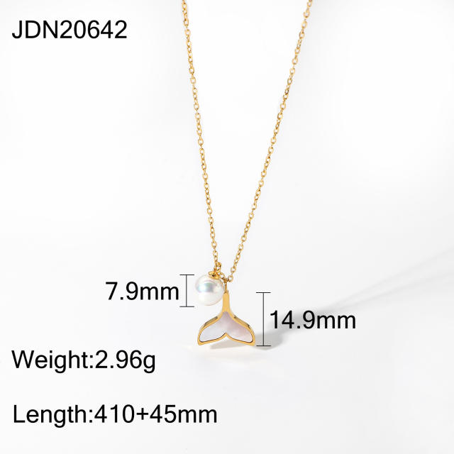 Dainty pearl pendant stainless steel necklace collection