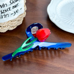 12.8CM Large size sweet tulip flower hair claw clips