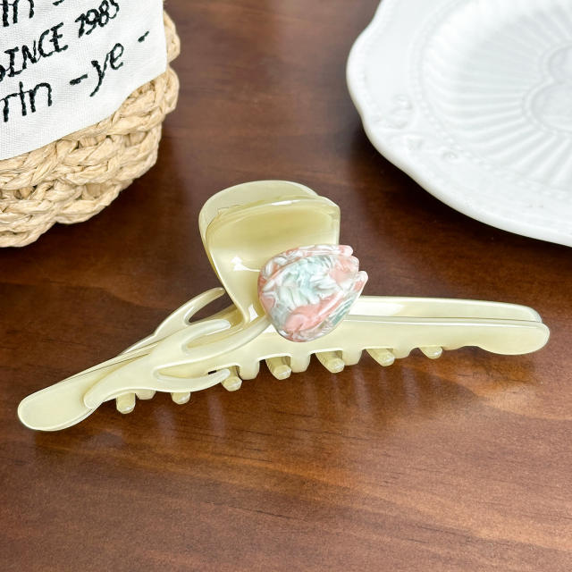 12.8CM Large size sweet tulip flower hair claw clips