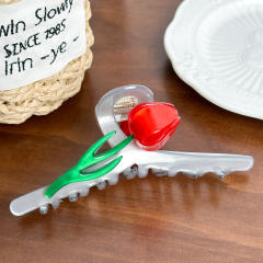 12.8CM Large size sweet tulip flower hair claw clips