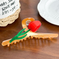 12.8CM Large size sweet tulip flower hair claw clips