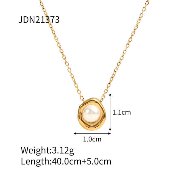 Dainty pearl pendant stainless steel necklace collection
