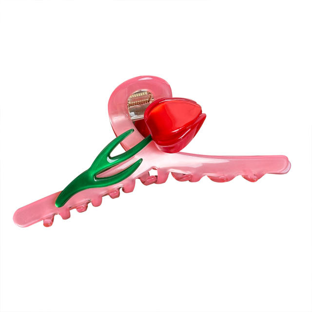 12.8CM Large size sweet tulip flower hair claw clips