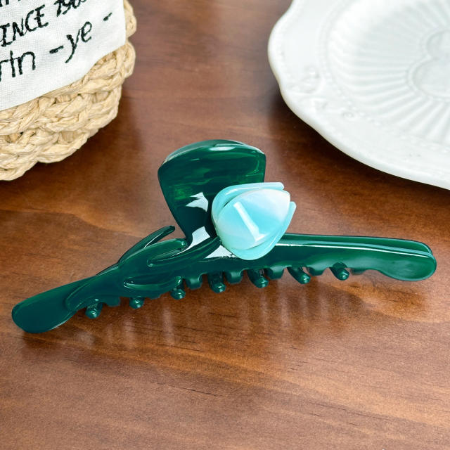 12.8CM Large size sweet tulip flower hair claw clips