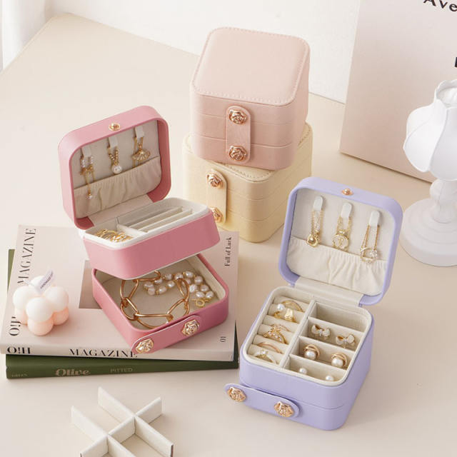 Popular three layer colorful jewelry box travel jewelry storage box