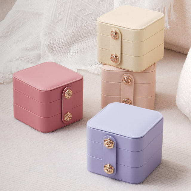 Popular three layer colorful jewelry box travel jewelry storage box
