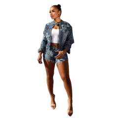 Hot sale unique jean jacket shorts set