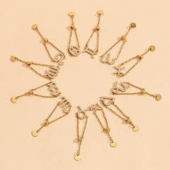Creative diamond zodiac slide stainless steel finger rings