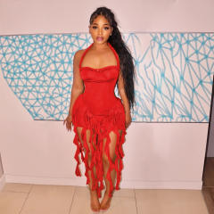 Sexy halter neck tassel bodycon dress party dress
