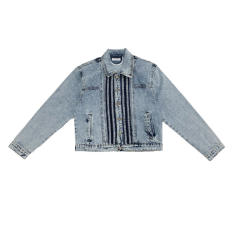 Amercian casual light blue jean jacket set with pants