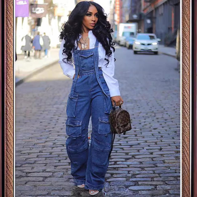 Occident fashion loose casual denim Overalls for women