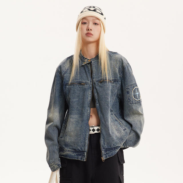 Vintage Washed denim casual jean jacket