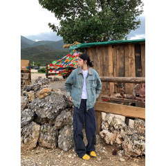 Early autumn vintage washes denim jean jacket oversize jacket