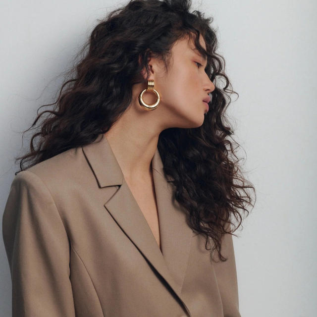 Elegant easy match chunky geometric circle stainless steel earrings
