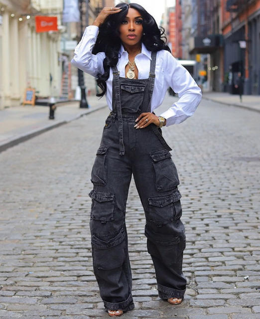 Occident fashion loose casual denim Overalls for women