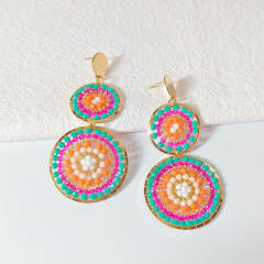 Boho handmade colorful bead dangle earrings stainless steel earrings