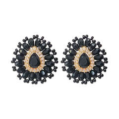 Delicate colorful crystal bead boho drop earrings