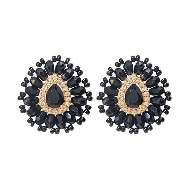 Delicate colorful crystal bead boho drop earrings