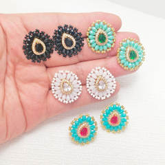Delicate colorful crystal bead boho drop earrings