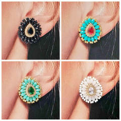 Delicate colorful crystal bead boho drop earrings