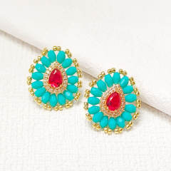 Delicate colorful crystal bead boho drop earrings